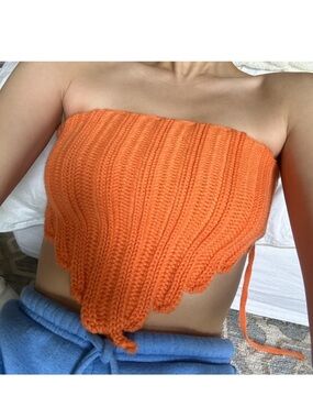 NWT Free People Orange Knit Top Size Small
